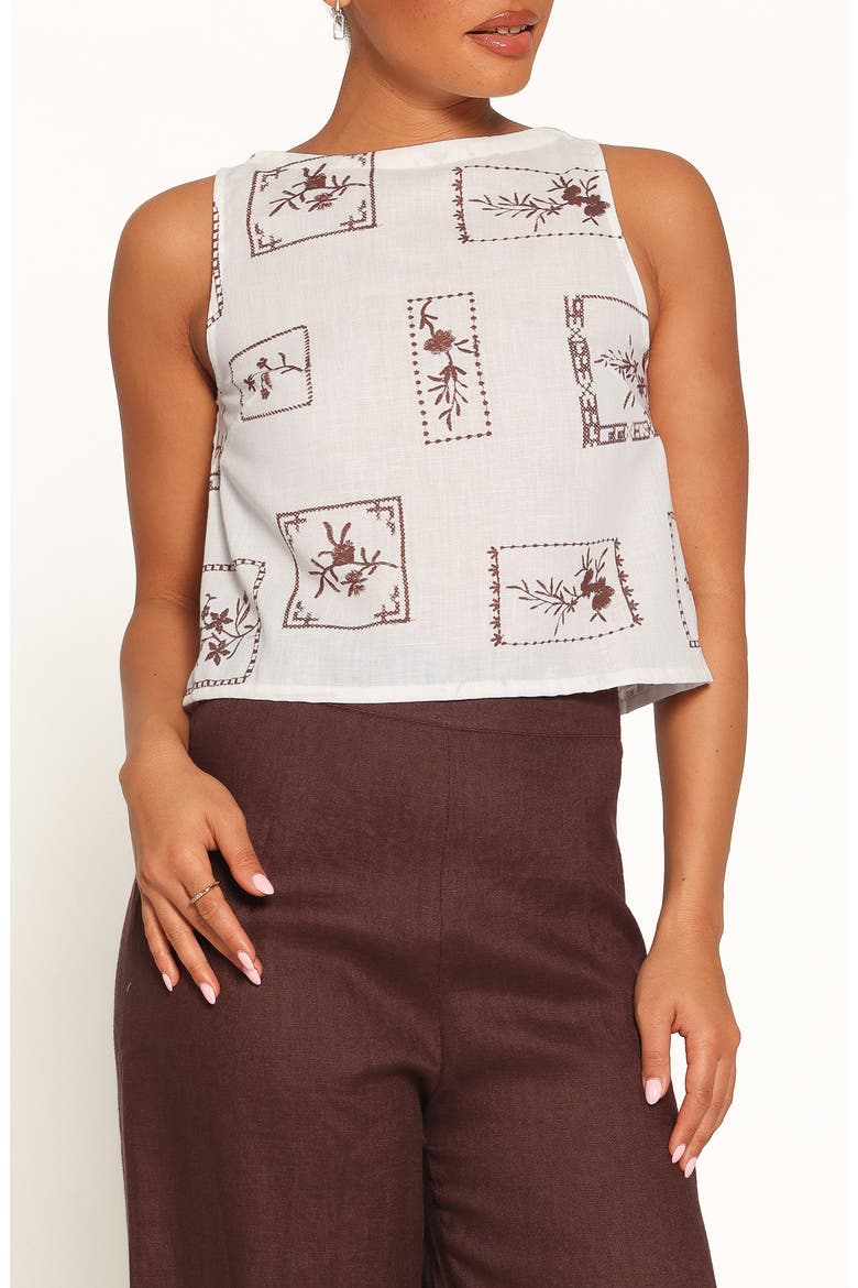 Leni Print Crop Sleeveless Top, Main, color, WHITE