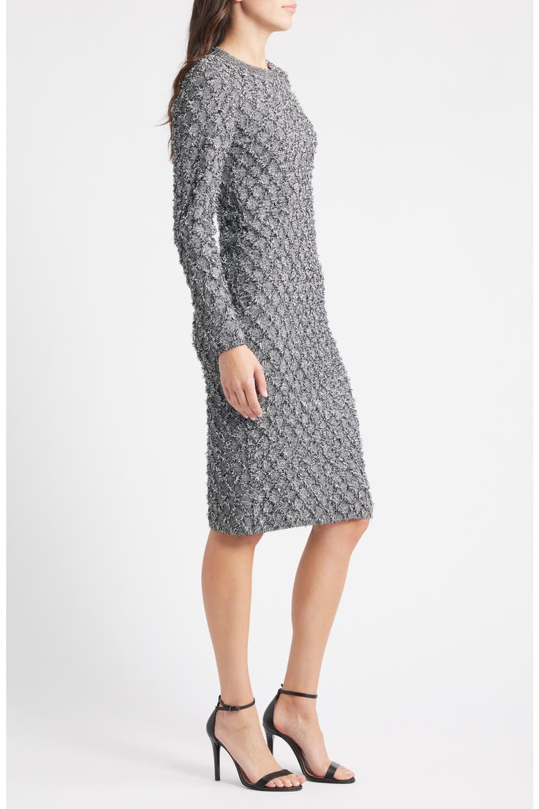 Apollo Fringe Long Sleeve Sweater Dress, Alternate, color, BLACK/ WHITE