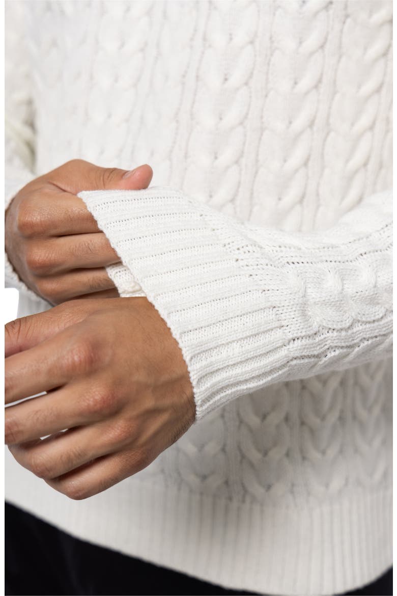 Cable Knit Turtleneck Sweater, Alternate, color, CREAM