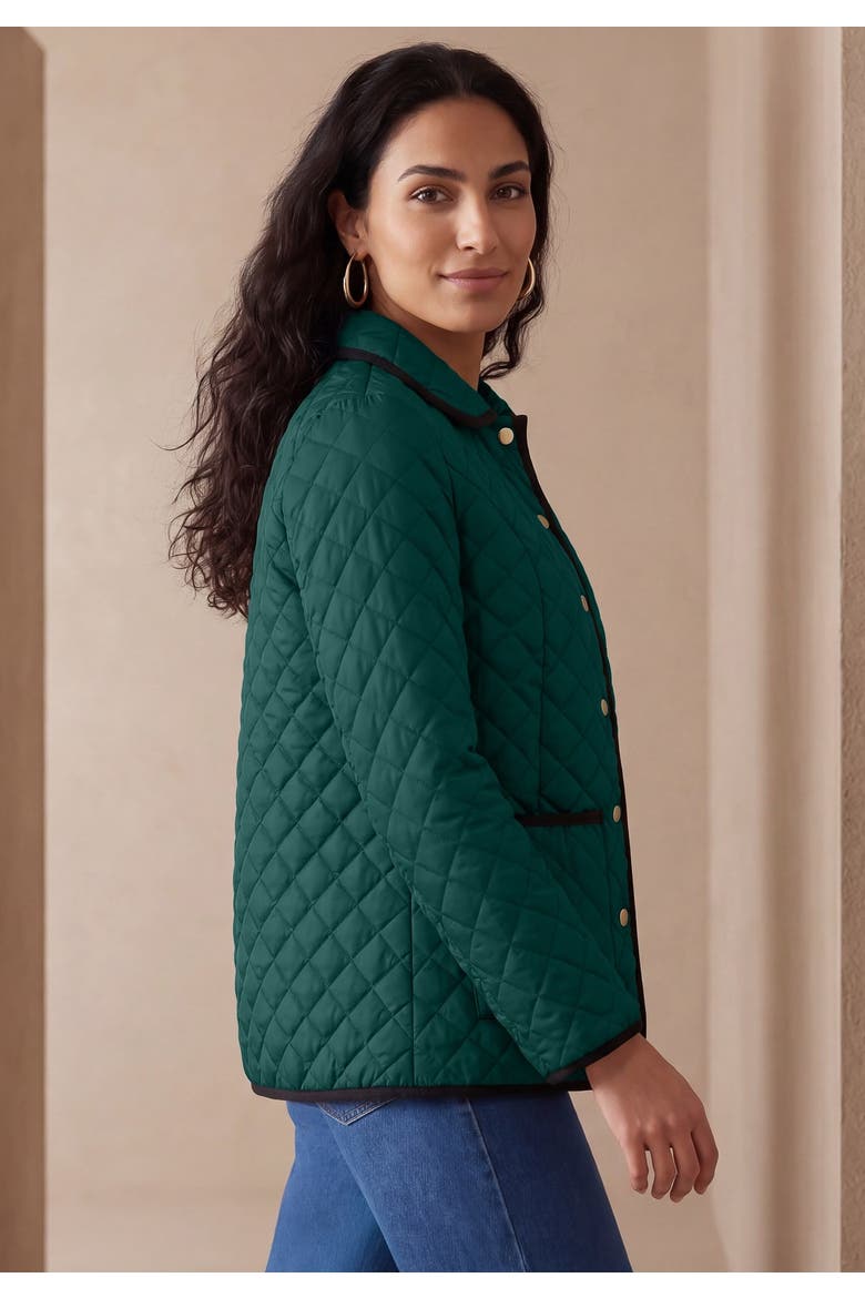Snap-Front Quilted Coat, Alternate, color, EMERALD GREEN