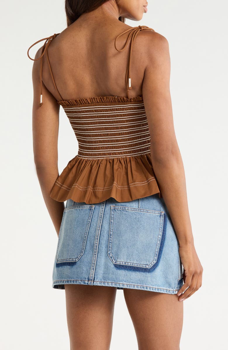 Veronica Beard Ophelia Smock Cotton Top, Alternate, color, Whisky