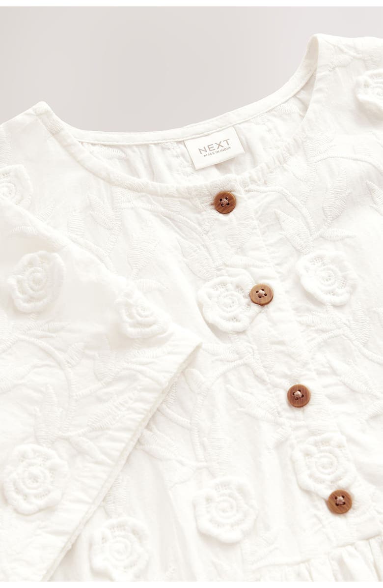 NEXT Kids' Floral Embroidered Cotton Dress, Alternate, color, Cream