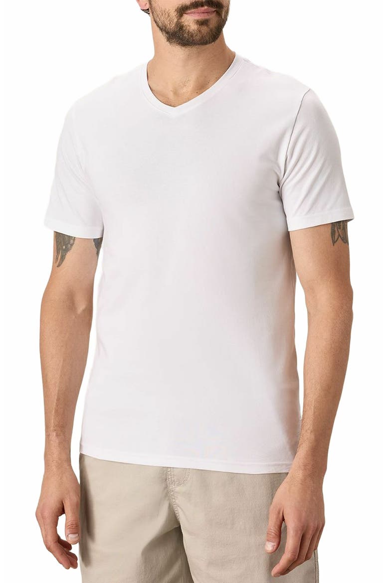Luxe Stretch Jersey Slim V-Neck Tee, Alternate, color, White