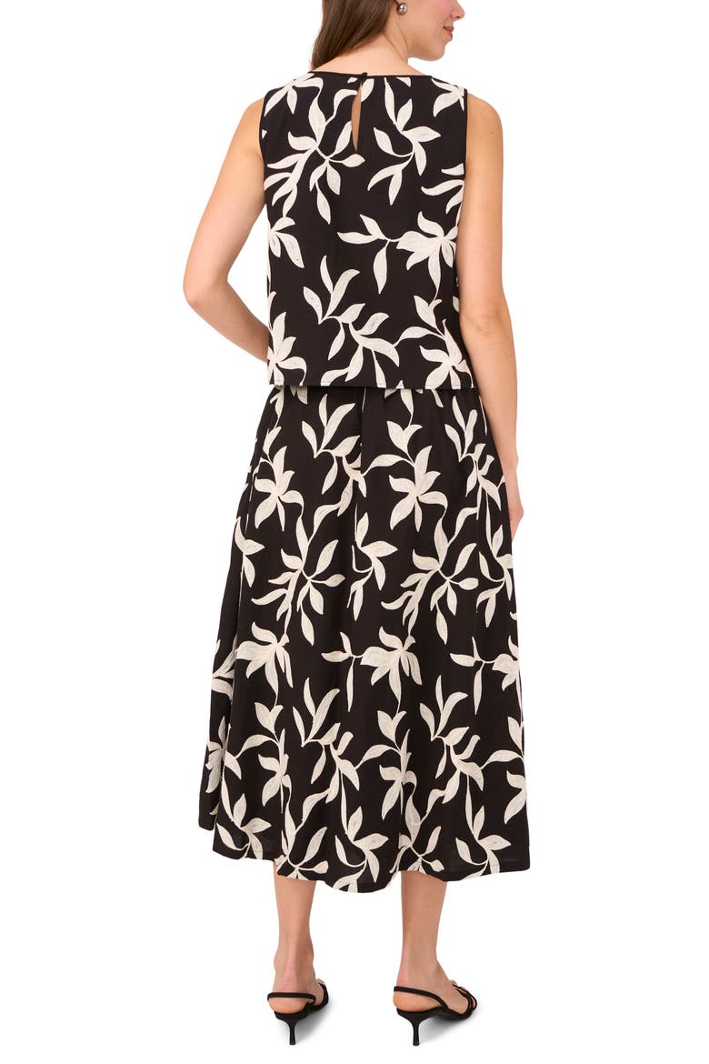 Embroidered Pull-On A-Line Midi Skirt, Alternate, color, RICH BLACK 060