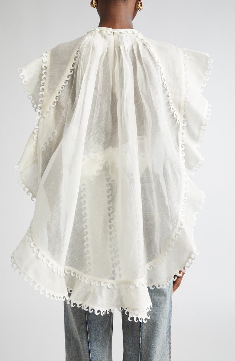 Balance Waterfall Belted High-Low Linen & Silk Top
