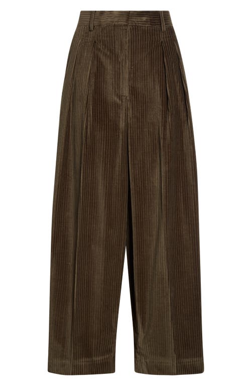 Altuzarra Dash Pleated Barrel Leg Crop Pants In Brown
