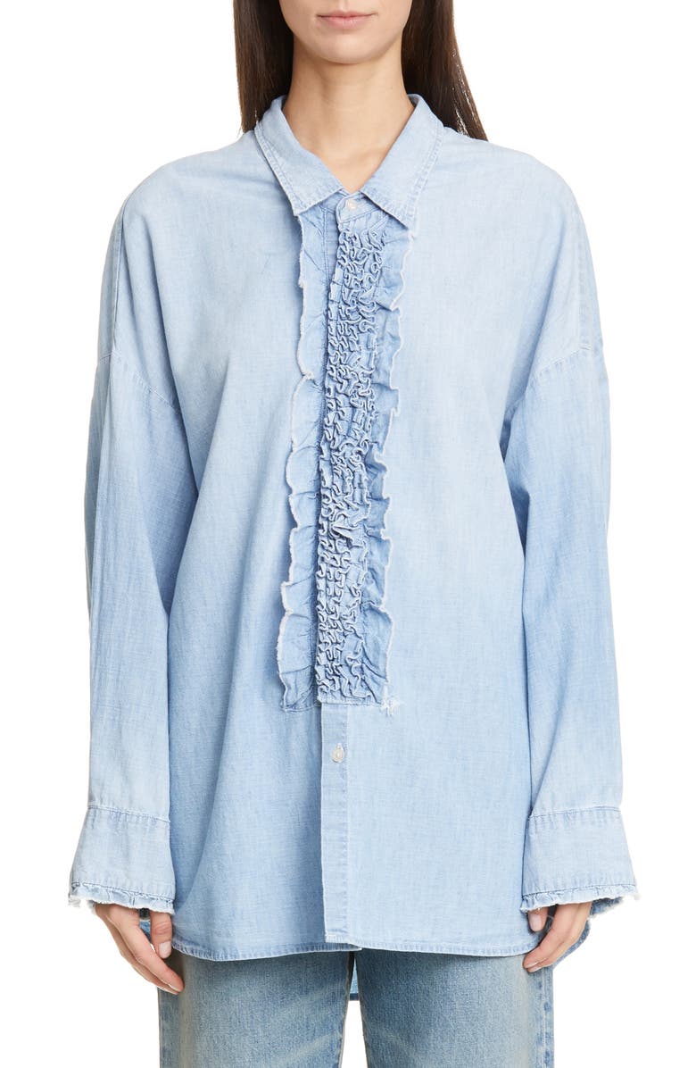 R13 Oversized Denim Tuxedo Shirt, Main, color,