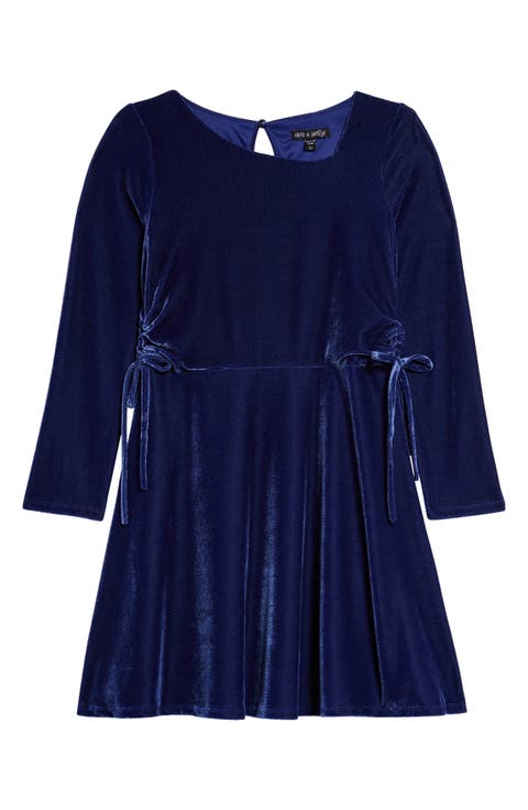 Kids' Long Sleeve Velvet Dress (Big Kid)