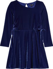 Ava & Yelly Kids' Long Sleeve Velvet Dress