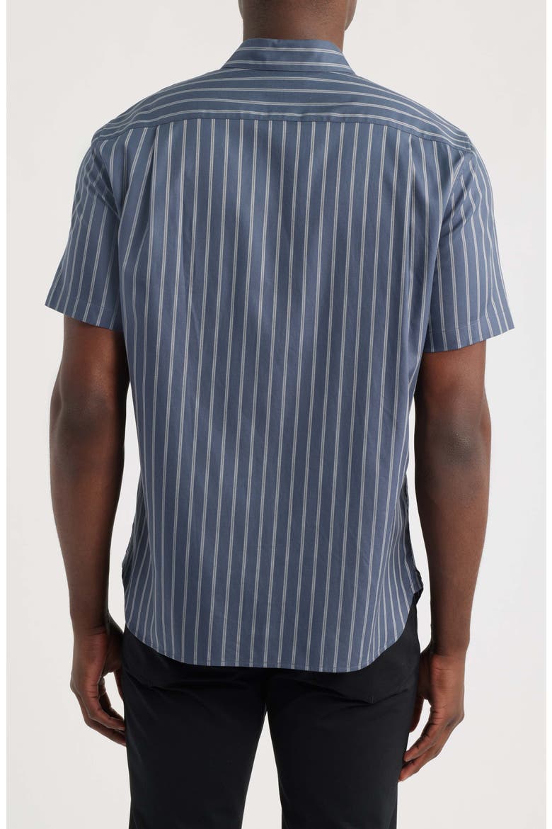Marin Stripe Short Sleeve Cotton Blend Button-Up Shirt, Alternate, color, 445VBC-VENICE BLUE COMBO