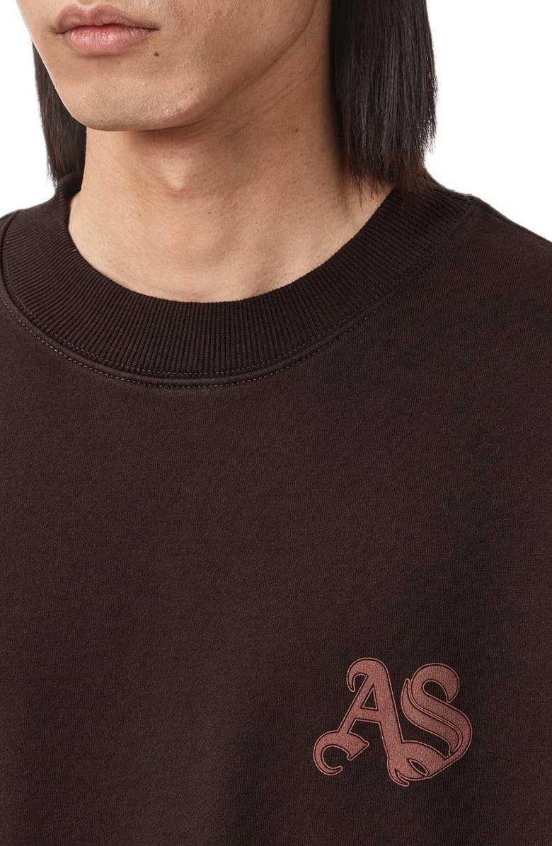 AllSaints Icon Oversize Cotton Crewneck Sweatshirt, Alternate, color, Plum Brown
