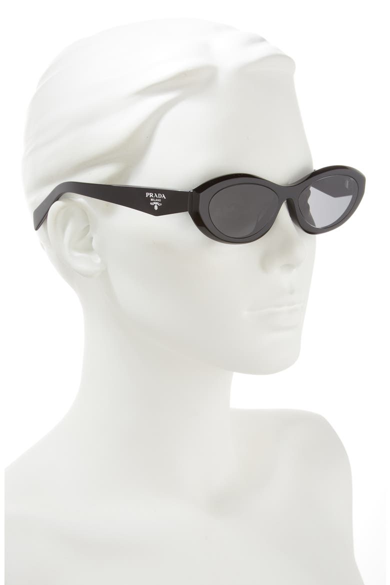 56mm Oval Sunglasses, Alternate, color, BLACK