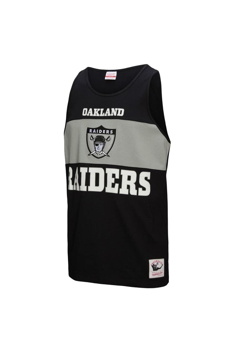 Men's Mitchell & Ness Black Oakland Raiders Retro Colorblock Tank Top, Alternate, color, Black