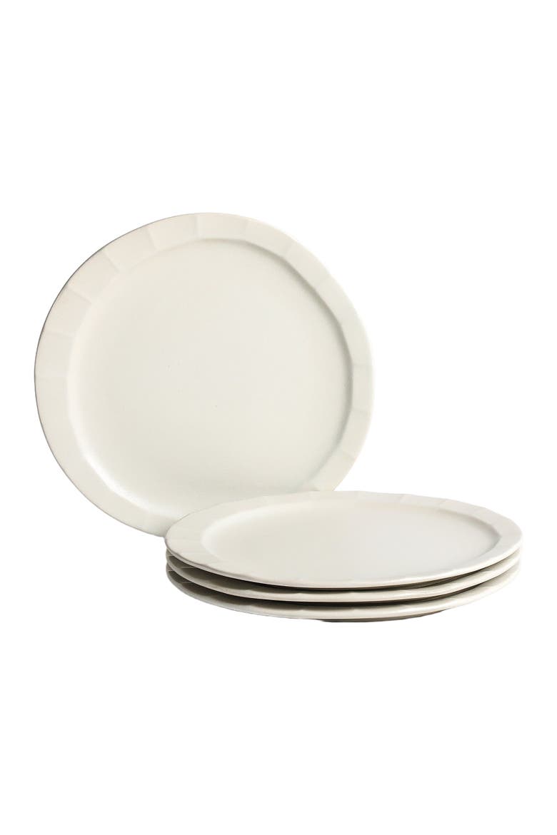 Oasis Stoneware 4-Piece Dinner Plate Set, Alternate, color, White