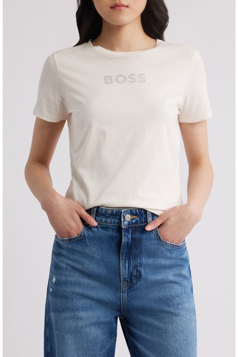 Rhinestone Embellished Cotton Graphic T-Shirt, Main, color, OPEN WHT