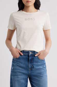 BOSS Rhinestone Embellished Cotton Graphic T-Shirt