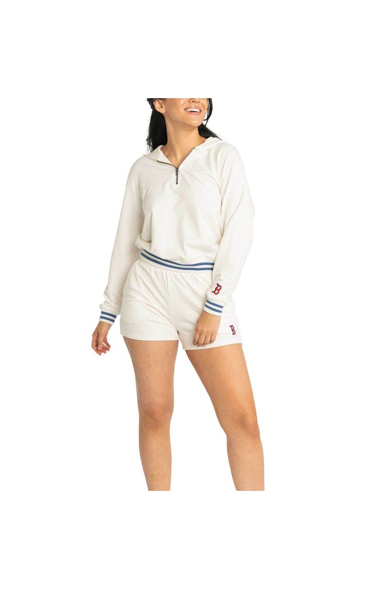 Women's Lusso  White Boston Red Sox Magnolia Tri-Blend Quarter-Zip Hoodie, Alternate, color, White