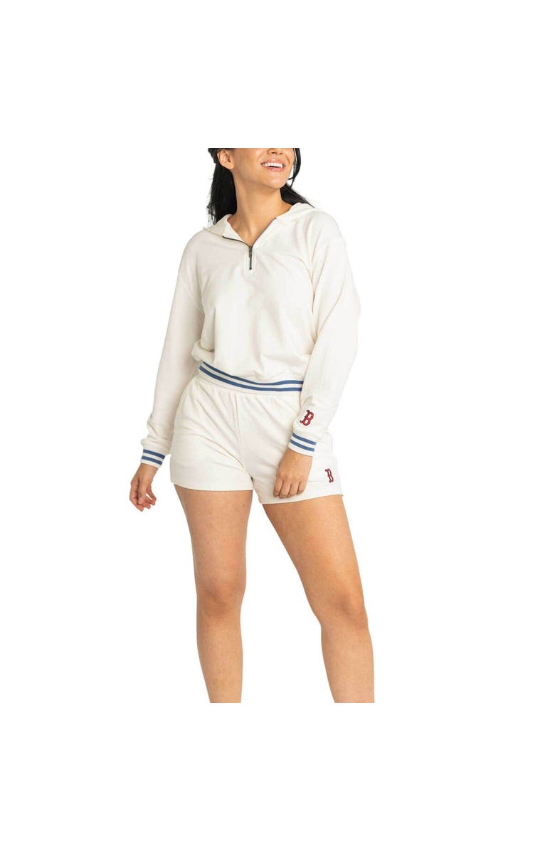 LUSSO Women's Lusso  White Boston Red Sox Magnolia Tri-Blend Quarter-Zip Hoodie, Alternate, color, White