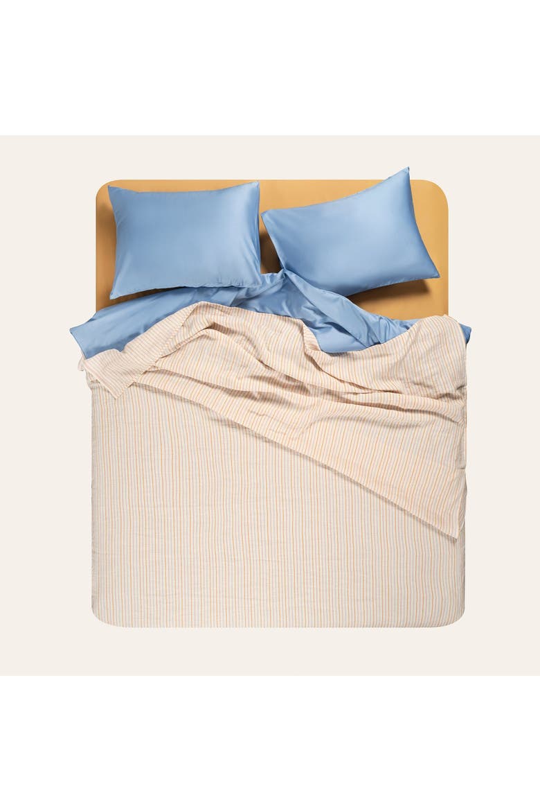 Nilufer Cotton Linen Striped King Coverlet, Alternate, color, Natural