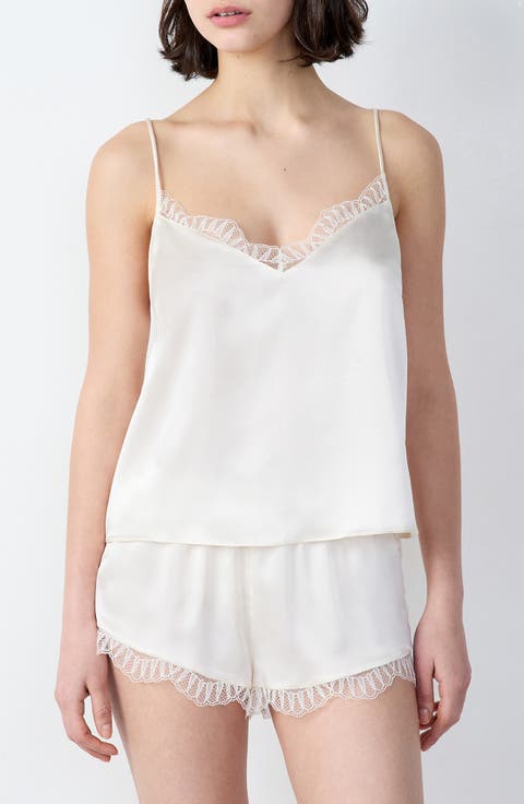 Caraco Lace Trim Silk Camisole