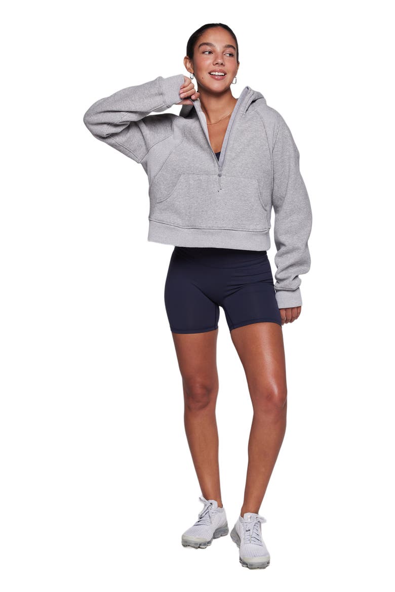 Effortless Fleece Half Zip Hoodie, Main, color, Heather Grey