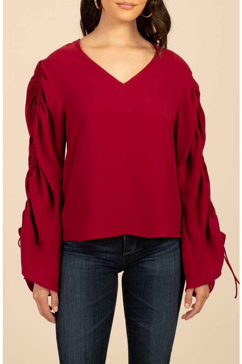 Veda Ruched Tie Sleeve Top, Main, color, SUMAC