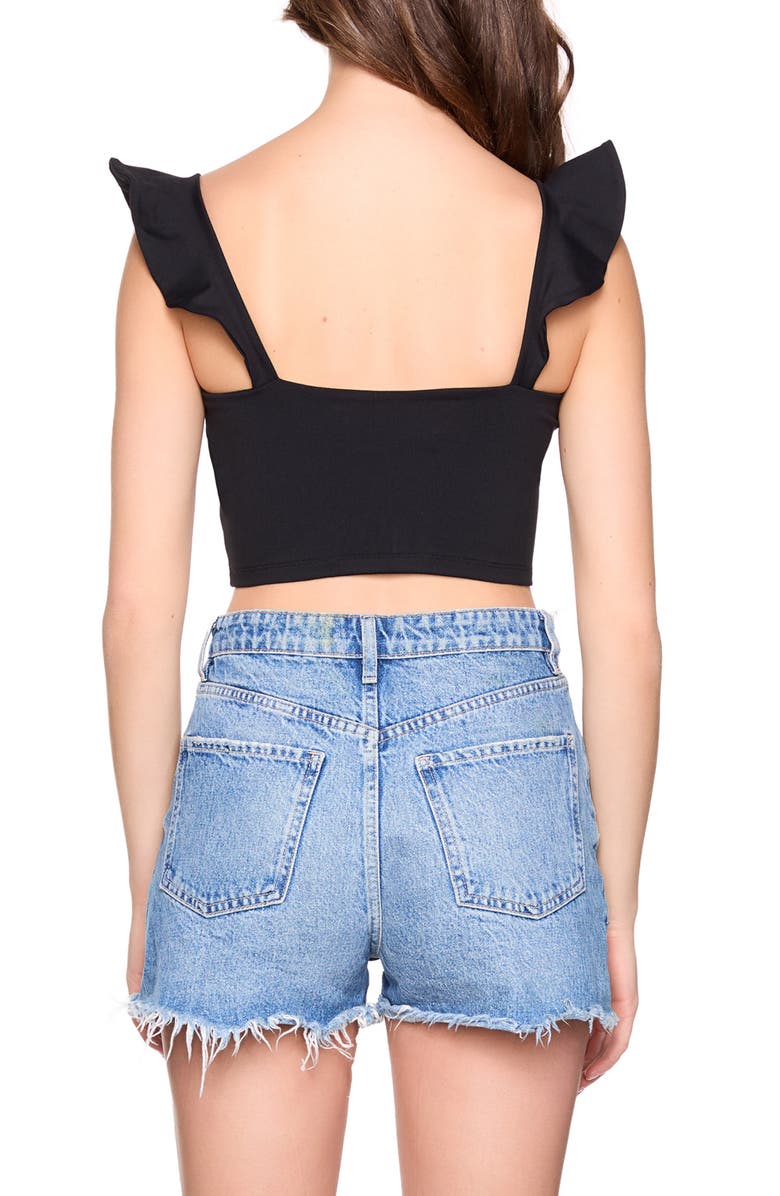 Susana Monaco Ruffle Strap Crop Tank, Alternate, color, Black