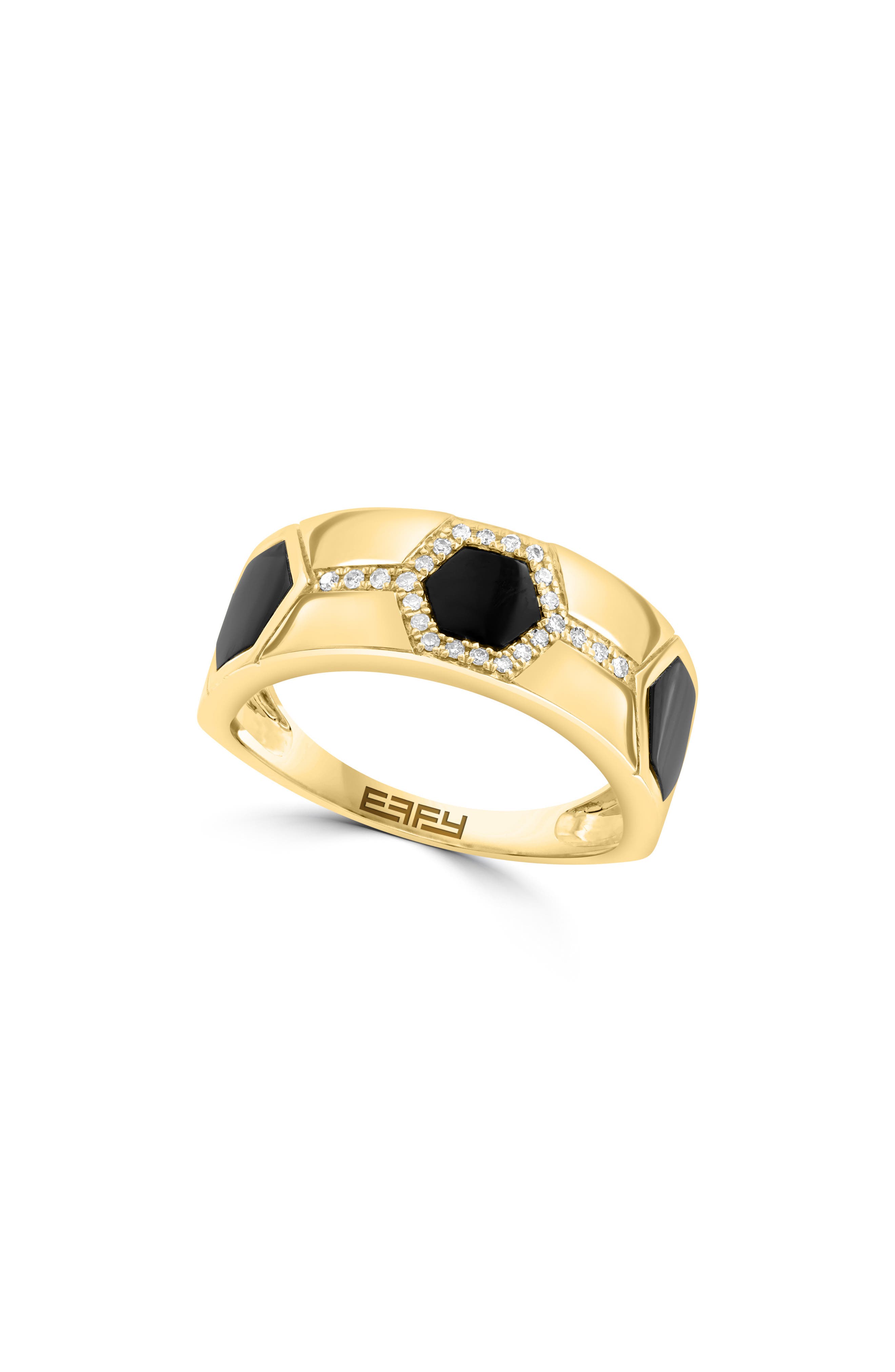EFFY 14K Yellow Gold Onyx & Diamond Ring