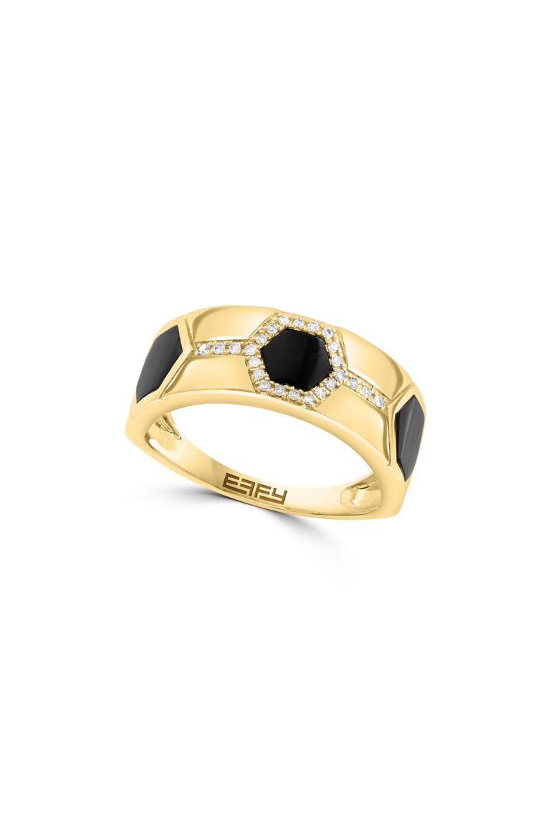 14K Yellow Gold Onyx & Diamond Ring, Main, color, BLACK
