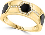EFFY 14K Yellow Gold Onyx & Diamond Ring