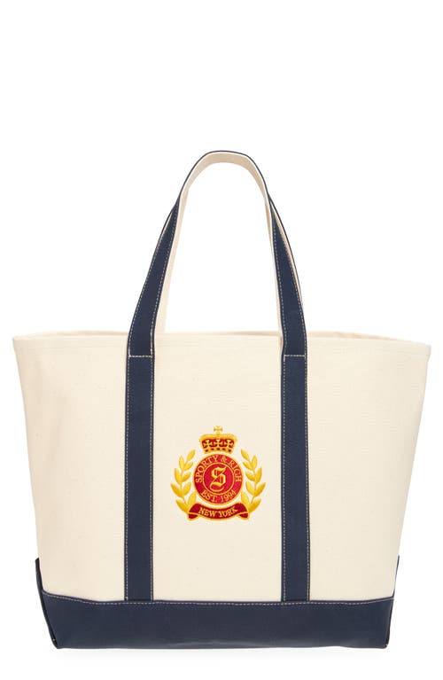Sporty And Rich Sporty & Rich Ny Crest Cotton Tote Bag In Natural