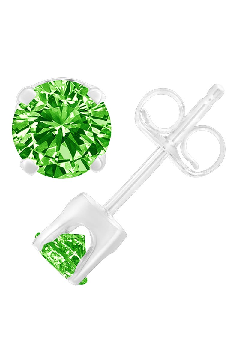 Silver 1/5 Ct Green Diamond Classic Stud Earrings, Alternate, color, White