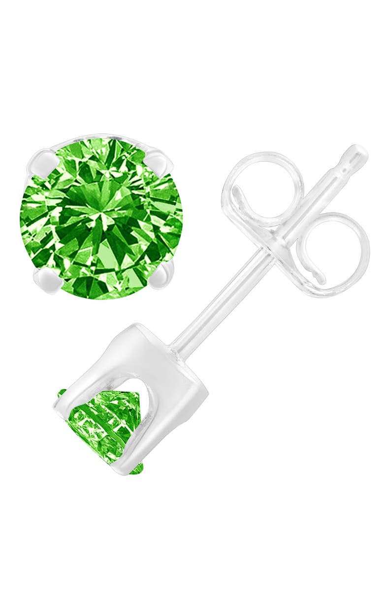 Haus of Brilliance Silver 1/5 Ct Green Diamond Classic Stud Earrings, Alternate, color, White