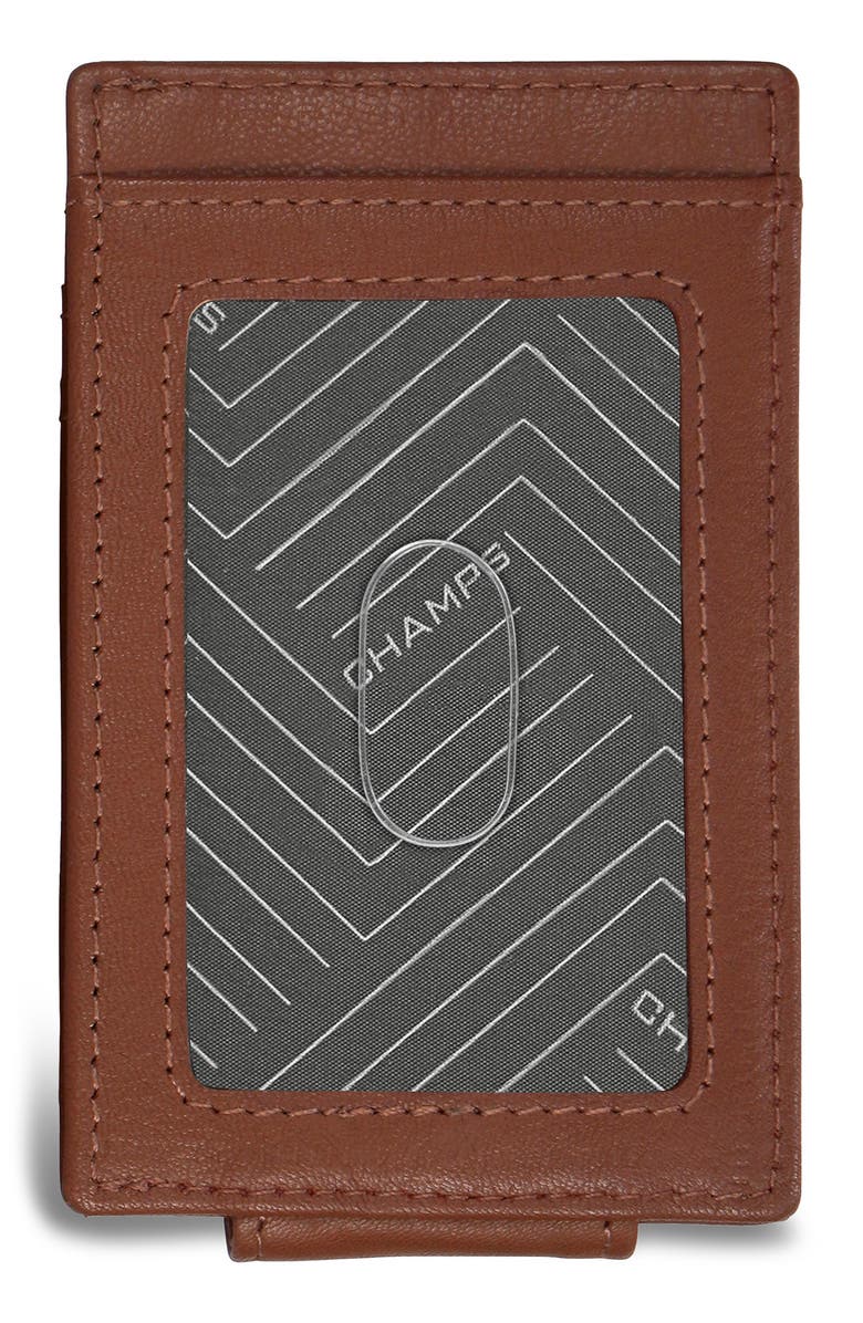 CHAMPS Leather Magnetic RFID Card Case, Alternate, color, Brown