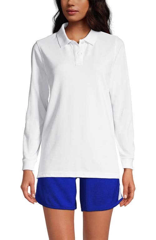 Lands' End School Uniform Young  Long Sleeve Mesh Polo Shirt In White