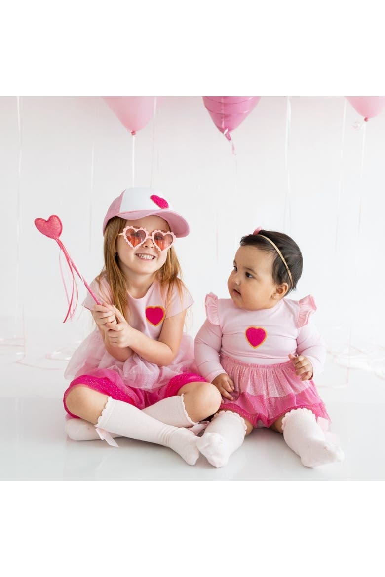 Pink Petal Valentine's Day Short Sleeve Tutu Dress, Alternate, color, Pink