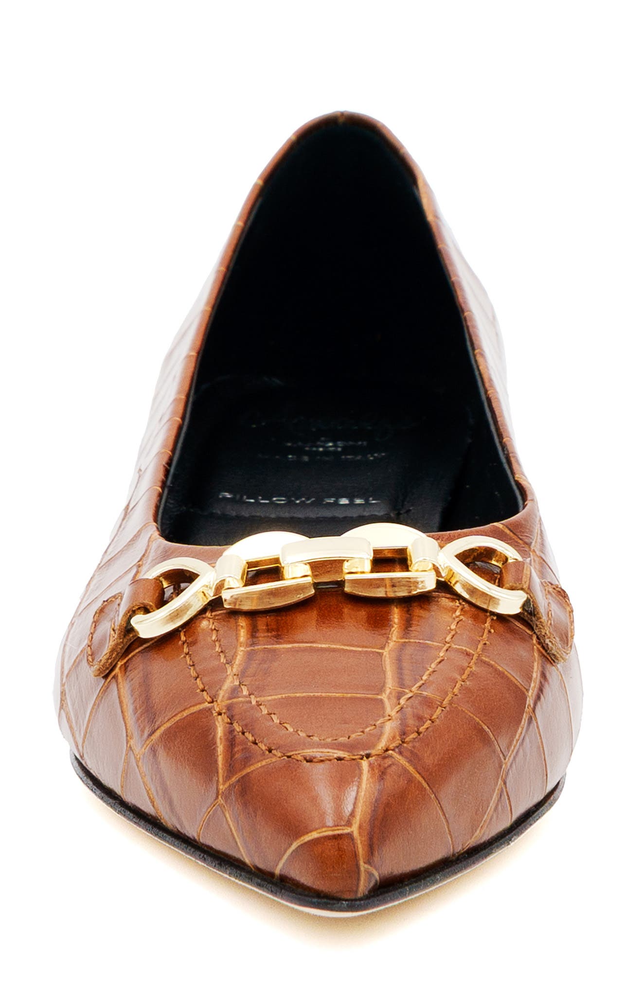 Tappeto Croc Embossed Leather Skimmer Flat, Alternate, color, BRUCIATO