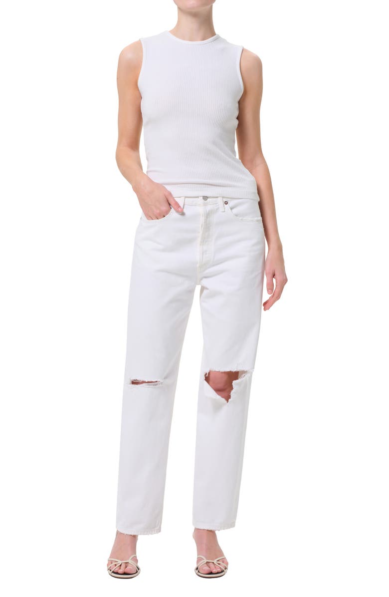 AGOLDE '90s Ripped Mid Rise Relaxed Straight Leg Jeans, Alternate, color, Cloudburst