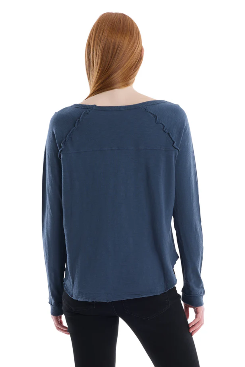 Raglan Long Sleeve Tee with Ruffle Detail, Alternate, color, Legion Blue