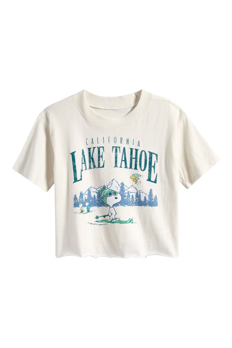 Kids' Crop Graphic T-Shirt, Main, color, IVORY DOVE SNOOPY LAKE TAHOE