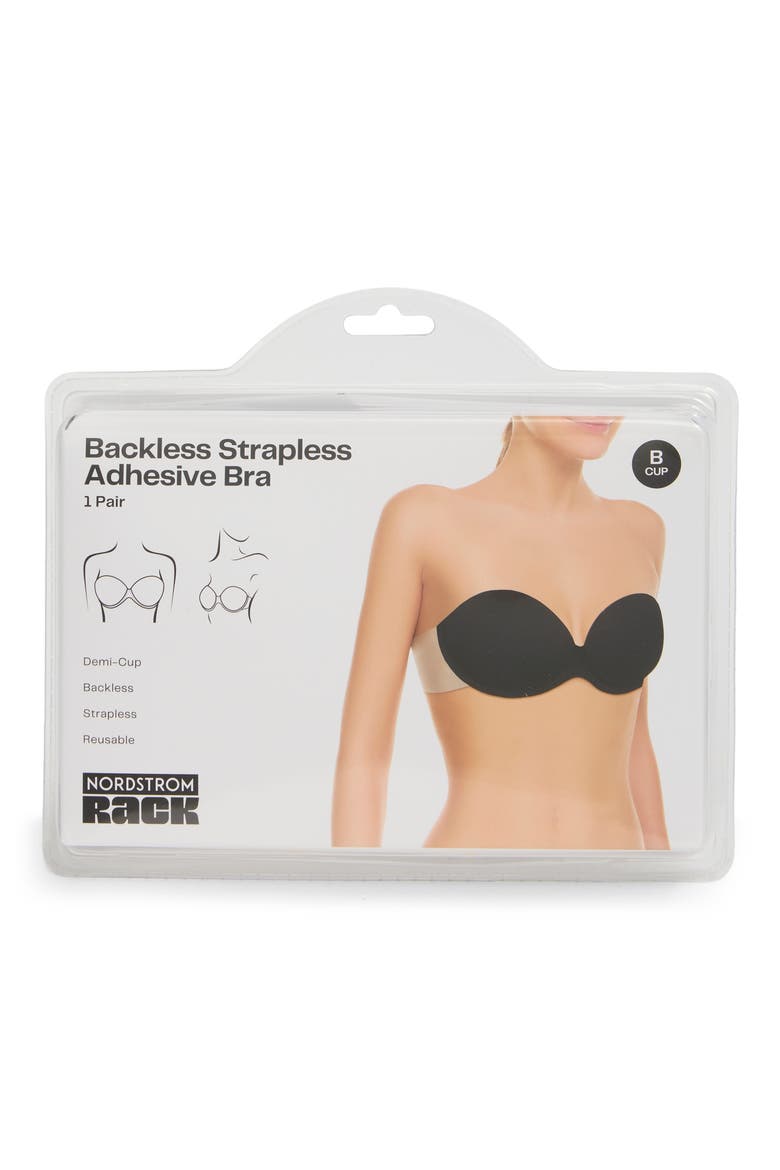 Backless Strapless Adhesive Demi Cup Bra, Main, color, BLACK