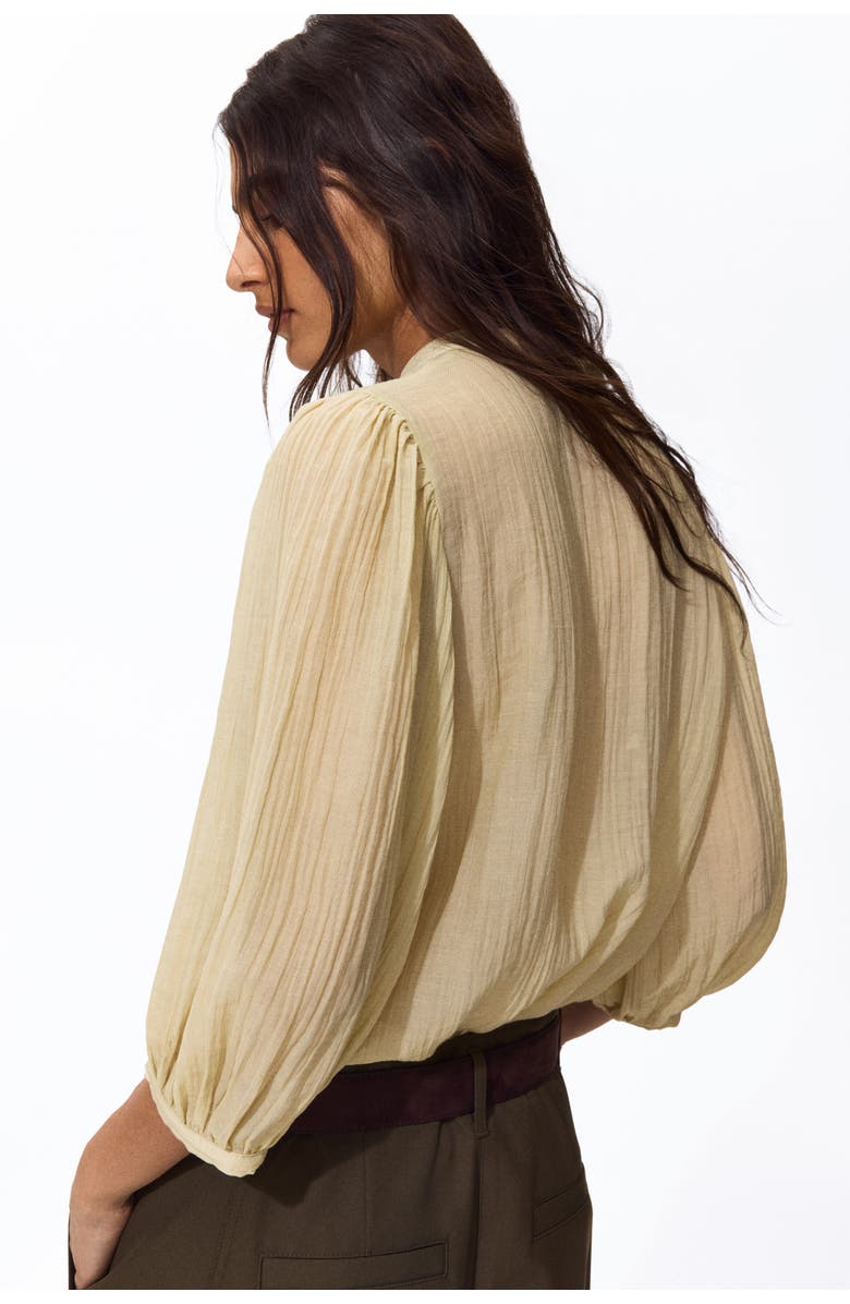 H&M Balloon-sleeved blouse, Alternate, color, Light Yellow