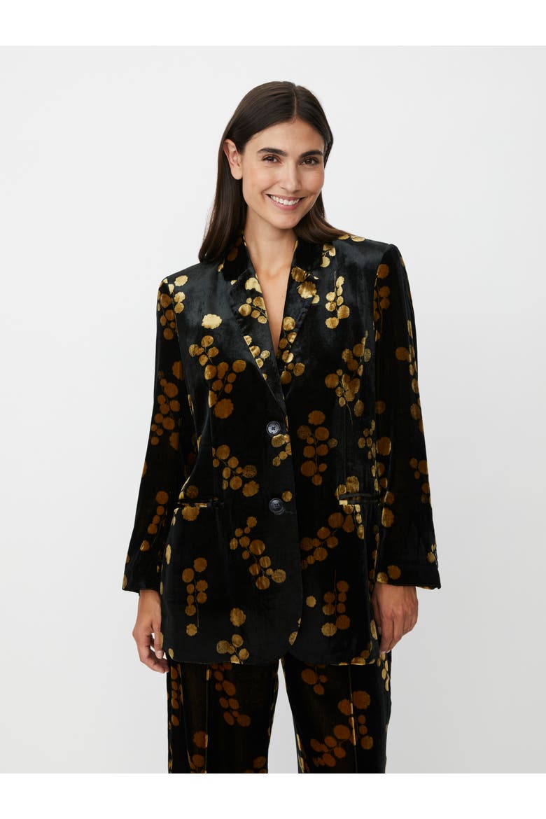 MaJaxi Velour Floral Print Blazer, Main, color, Rubber