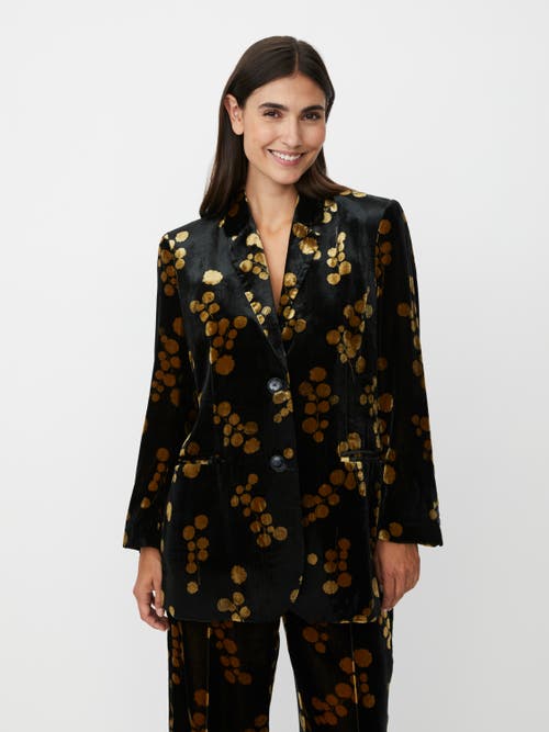 Masai Copenhagen Majaxi Velour Floral Print Blazer In Brown