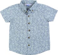 RuggedButts Kids' Floral Short Sleeve Cotton Button-Up Shirt
