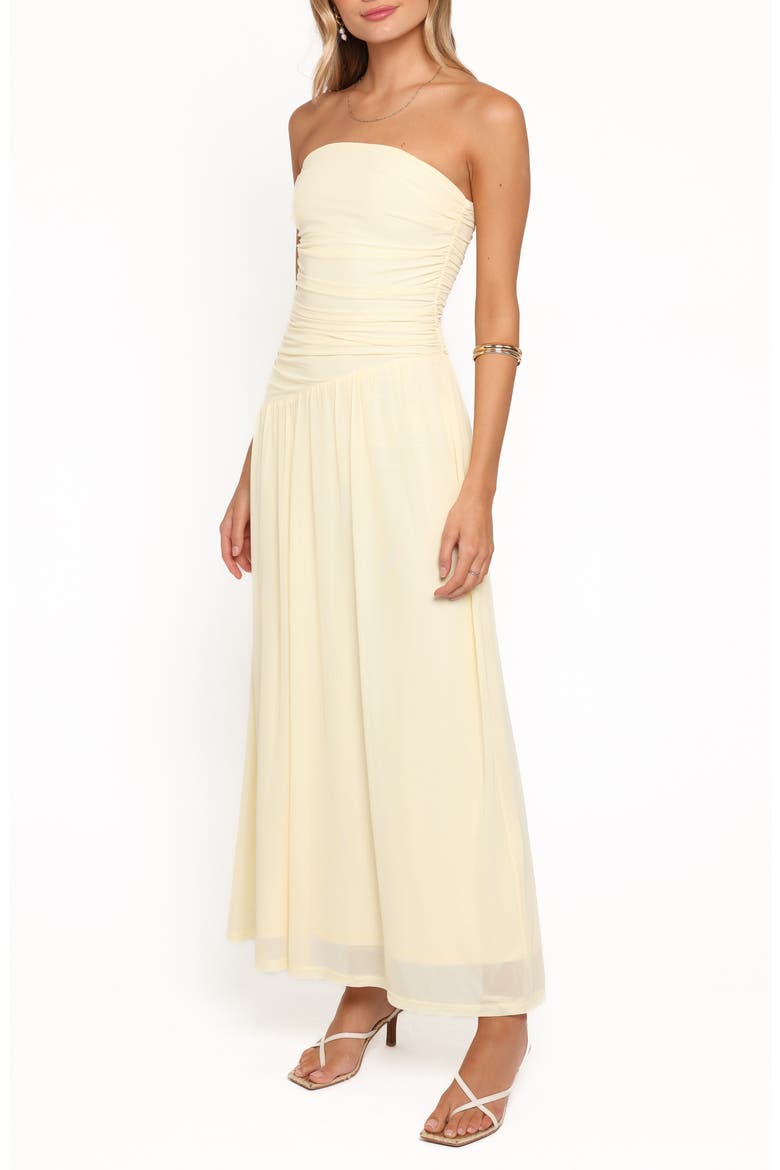 Calypso Ruched Strapless Maxi Dress, Alternate, color, BUTTER YELLOW