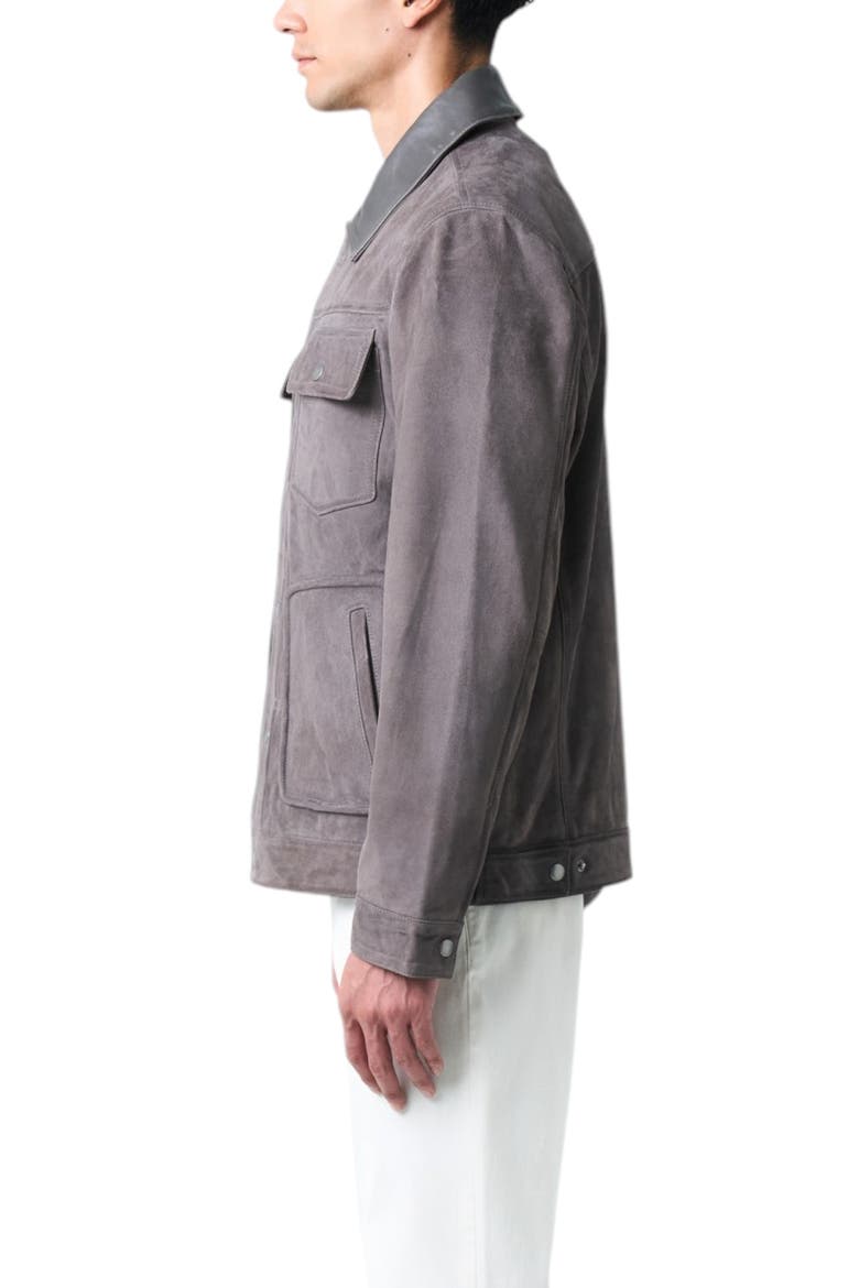 Aron Suede Jacket With Leather Detail, Alternate, color, Grey