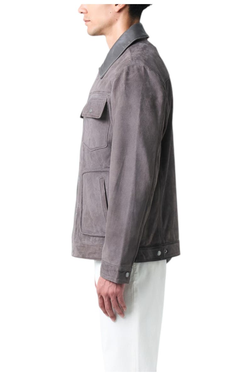 Velez Aron Suede Jacket for Men with Leather Detail, Alternate, color, Grey
