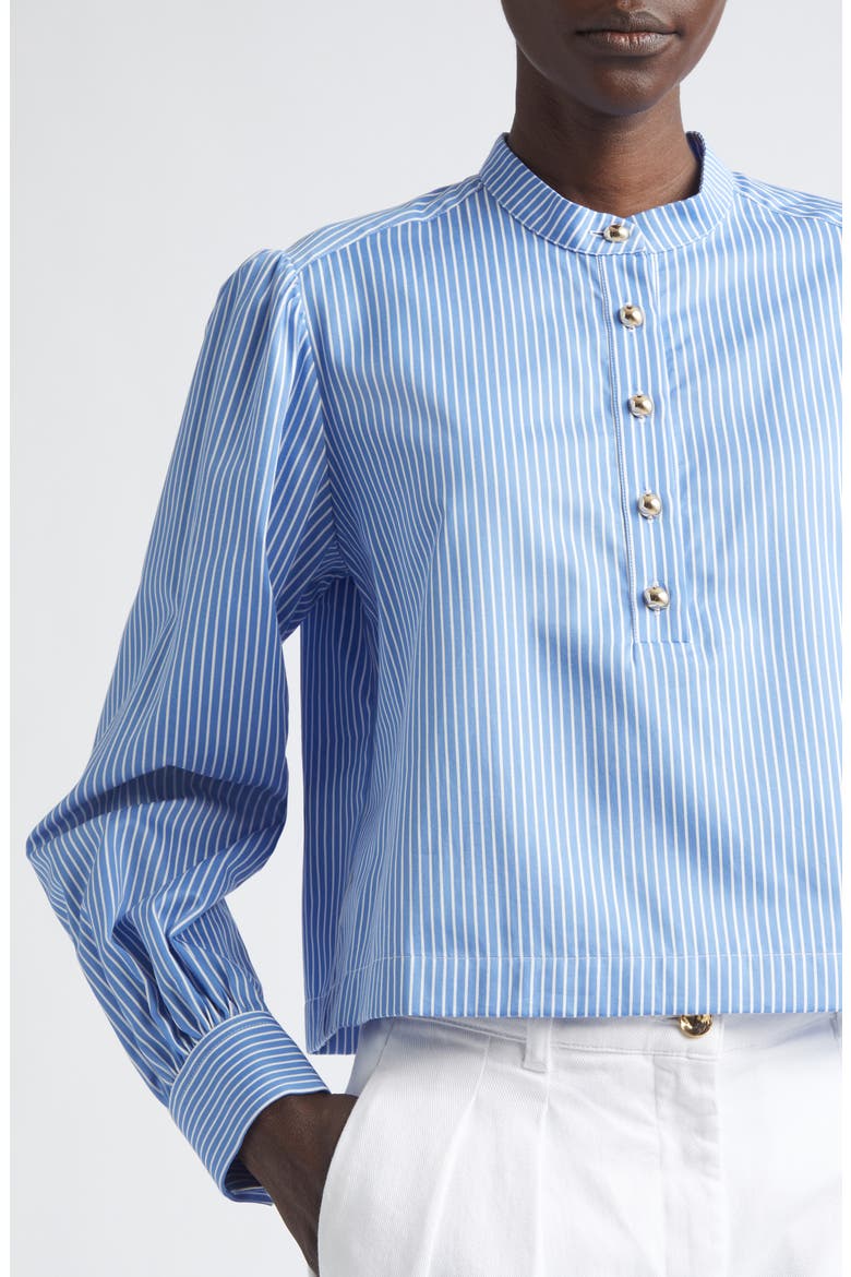 Margot Stripe Silk Shirt, Alternate, color, 374484 AZURE STRIPE