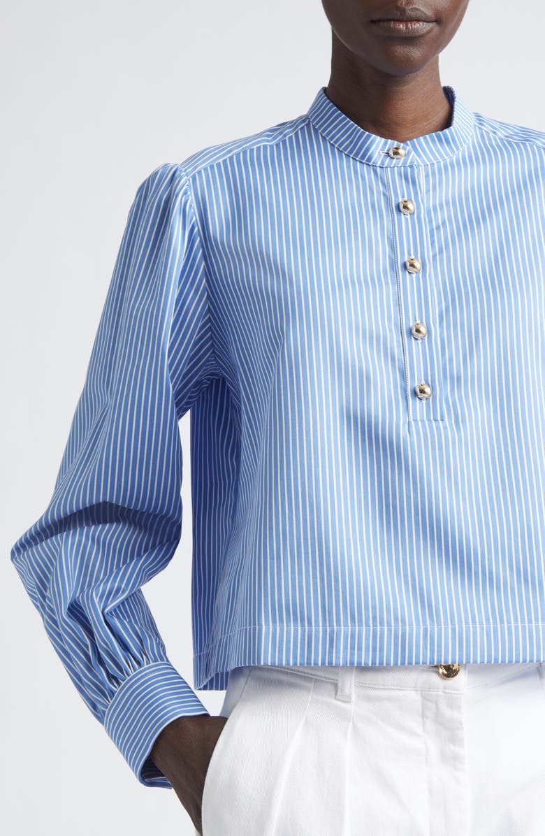 Altuzarra Margot Stripe Silk Shirt, Alternate, color, 374484 Azure Stripe